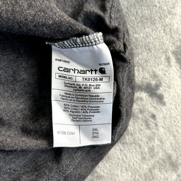 Carhartt Shirt Men 2XL Gray Loose Fit Tee Long Sleeve Crew Pullover Workwear XXL - Picture 7 of 9